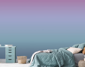 Purple Blue Ombre Wallpaper for Soft Kids Room Decor or Bedroom Abstract Wall Mural Peel and Stick, Modern Nursery Decor