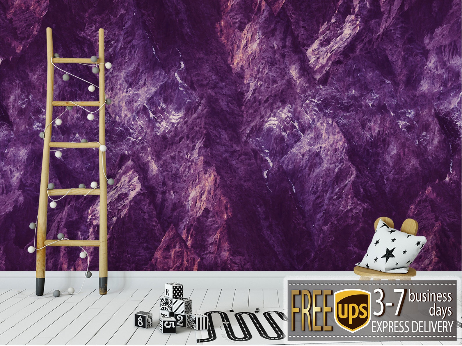 Purple Marble Ombre Wallpaper Nursery Abstract Wall mural | Etsy