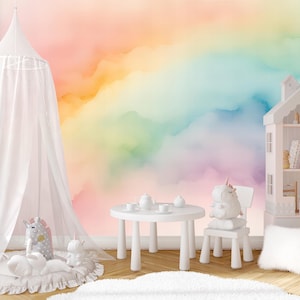 Colorful Wallpaper Peel and Stick Baby Nursery Rainbow Wall paper for Kids Bedroom Removable Color Splash Wallpaper Multicolor Mural Woven image 6