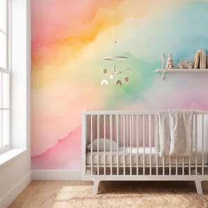 Colorful Wallpaper Peel and Stick Baby Nursery Rainbow Wall paper for Kids Bedroom Removable Color Splash Wallpaper Multicolor Mural Woven image 4
