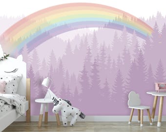 murando Fotobehang voor Kinderen 350x256 cm Vliesbehang Muurschildering Muur Behang Moderne Wanddecoratie Wandschilderijen XXL Woonkamer Slaapkamer Eenhoorn Unicorn Regenboog roze a A 10322 a a