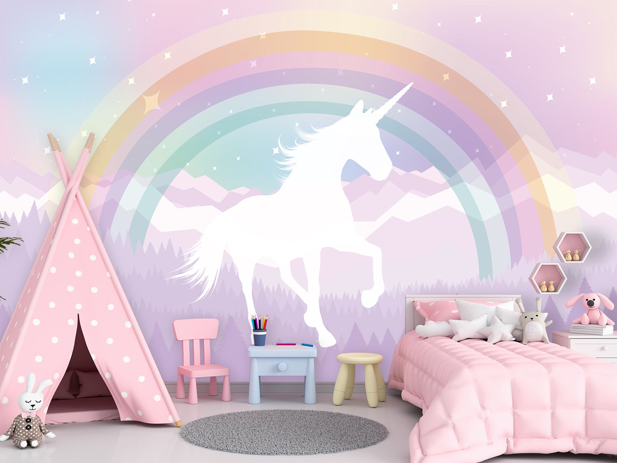 Arthouse Rainbow Unicorn White Wallpaper in the Wallpaper department at  Lowescom