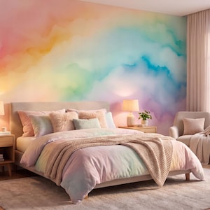 Colorful Wallpaper Peel and Stick Baby Nursery Rainbow Wall paper for Kids Bedroom Removable Color Splash Wallpaper Multicolor Mural Woven image 5