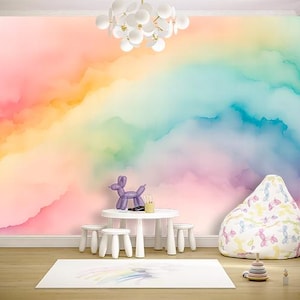 Colorful Wallpaper Peel and Stick Baby Nursery Rainbow Wall paper for Kids Bedroom Removable Color Splash Wallpaper Multicolor Mural Woven image 7
