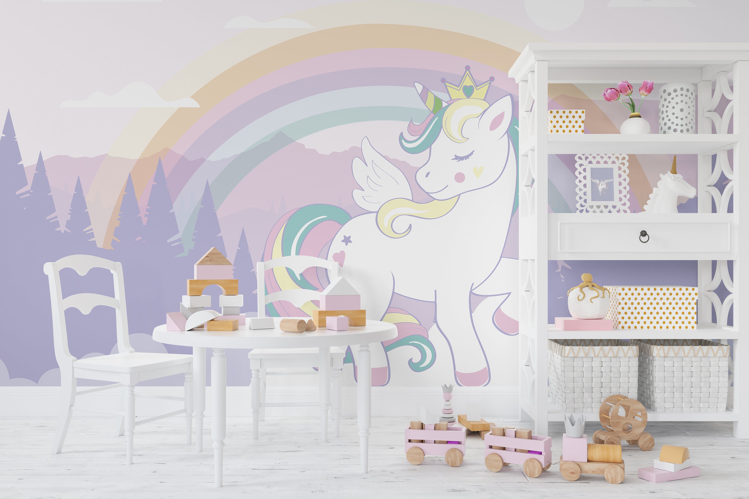 Unicorn Room Decor for Toddler Girl Bedroom, Unicorn Art Print or Canvas,  Unicorn Birthday Decorations, Unicorn Rainbow Party Gift Set of 5 