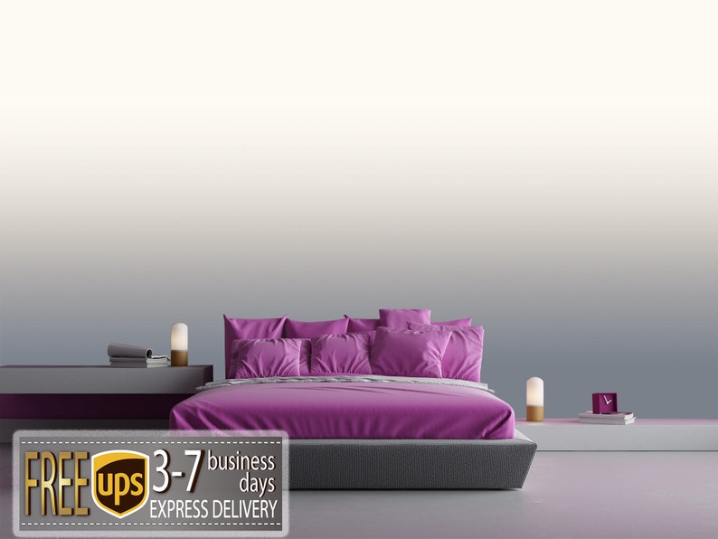 Gray White Ombre Wallpaper for Girl Nursery Abstract Wall Etsy