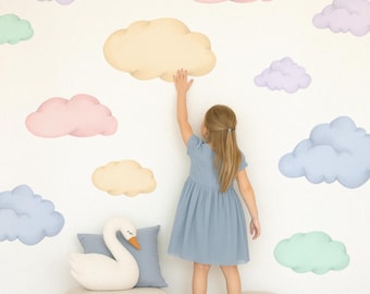 Stickers muraux nuages Stickers muraux autocollants muraux pour chambre de bébé, Stickers amovibles pour chambre de bébé Nuages arc-en-ciel, Stickers salle de jeux, chambre de bébé fille