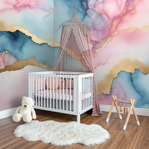 Pink Blue Wallpaper Peel and Stick Bedroom Marble Wall Mural Watercolor Wall paper EcoFriendly Ombre Abstract Adhesive  Alcohol Ink Decor