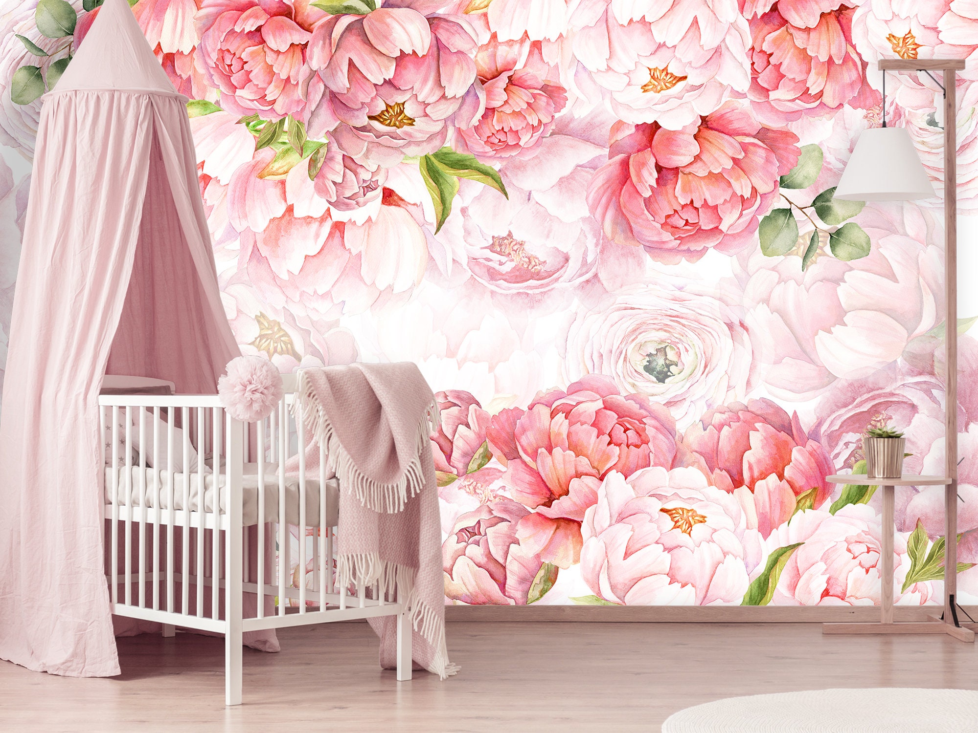 Pink Peony Wallpaper for Nursery Girl Peonies Flower - Etsy