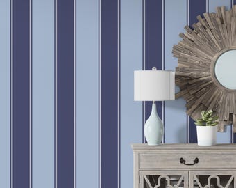 Blue modern wallpaper, blue striped wallpaper for modern home decor, elegant coastal wallpaper Peel and Stick and Traditional wall decor