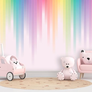 Rainbow Wallpaper Girl Nursery Removable Watercolor Unicorn Temed Wallpaper Adhesive Non-Woven Bedroom Mural wallpaper Peel & Stick