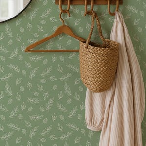 Sage Green Floral Wallpaper, Scandinavian Wallpaper, Green Floral Wallpaper Peel and Stick Removable Wallpaper