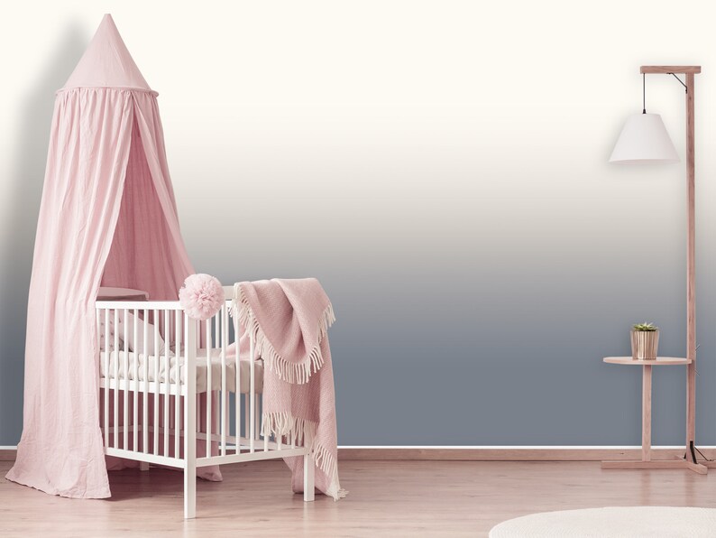 Gray White Ombre Wallpaper for Girl Nursery Abstract Wall Etsy