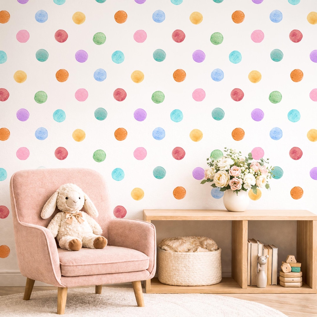 Watercolor Polka Dot Wall Decals Peel and Stick Nursery Wall Stickers ...