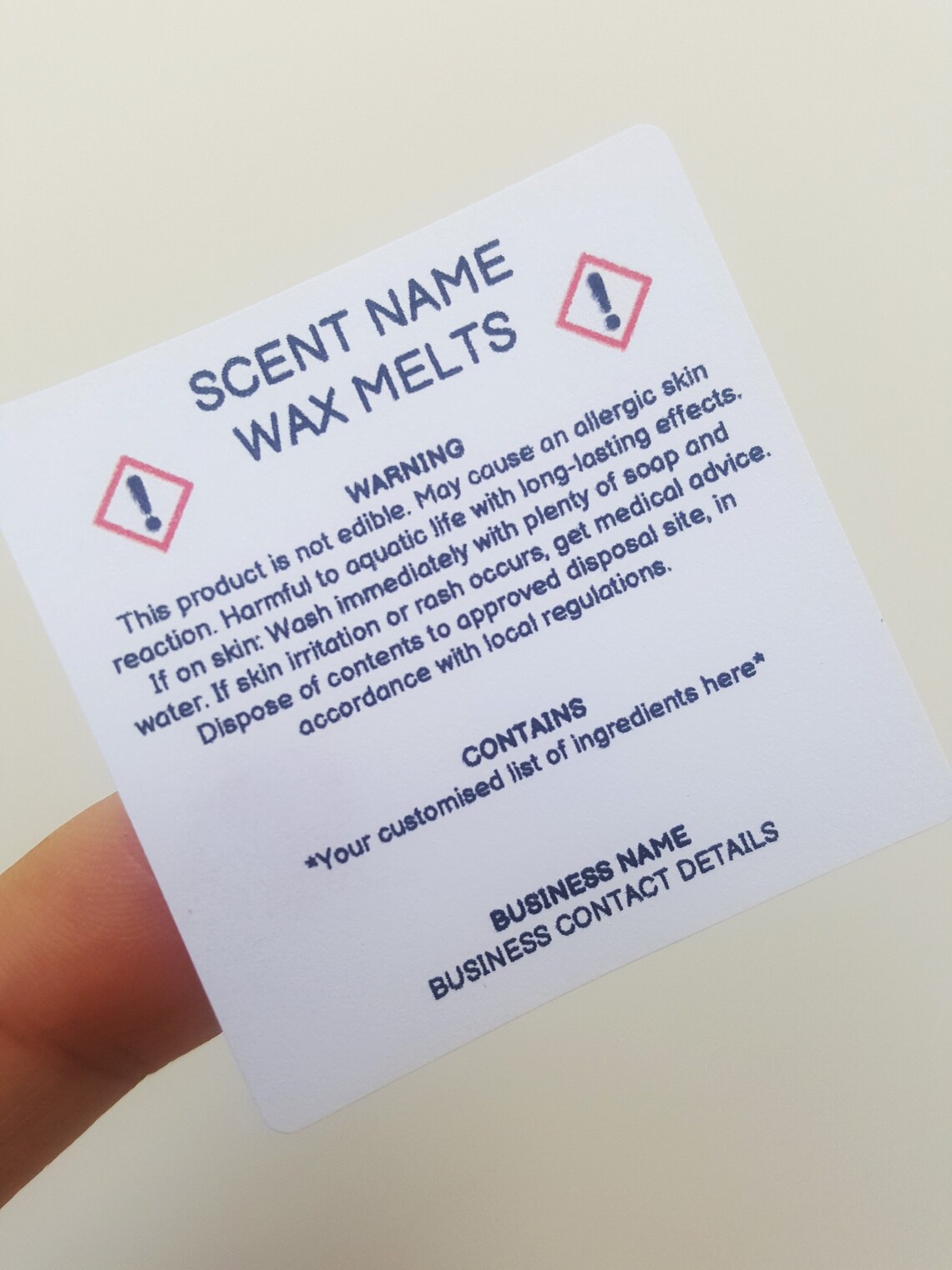 12 Custom Wax Melt CLP Safety Labels Safety Stickers Etsy