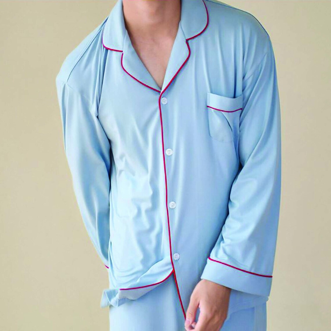 Men Pajama Set PJs Clothing Sleepwear pajamas Button Down Etsy