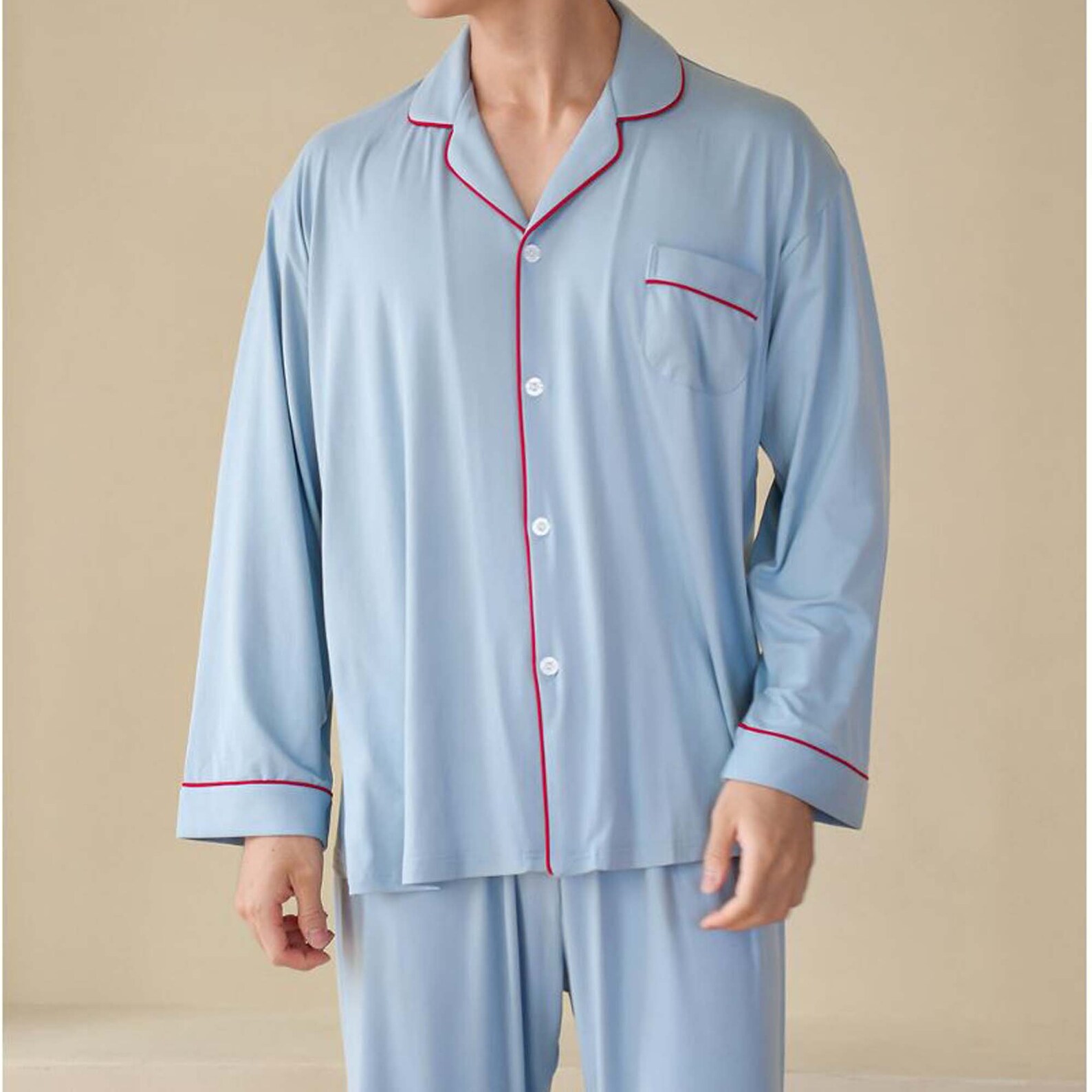 Men Pajama Set PJs Clothing Sleepwear pajamas Button Down Etsy
