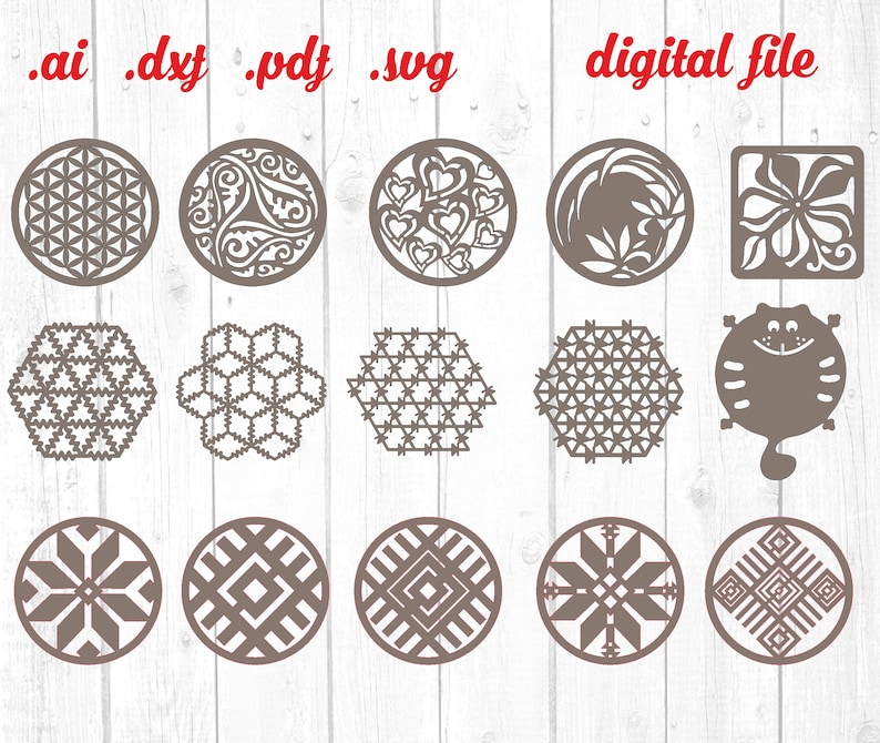 Download Coasters SVG Laser Cut Vector File wood coasters svg | Etsy