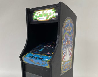 Galaga Arcade Display Diorama, LED Back-Lit Marquee and Play Field, Fun Gift Idea, Unique Gift, Retro Arcade Cabinet