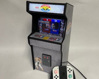 Street Fighter 2 Championship Nintendo Switch Stand Arcade Cabinet  With Backlit Marquee and Storage for Original/OLED Switch