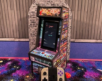 Nintendo Switch Vertical Stand Retro Arcade Cabinet With Backlit Marquee and Storage for Original/OLED Switch Hand Made Wood Custom Stickers