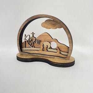 File CNC tagliato al laser Gesù risorto Grotta di Pasqua arte in legno, SVG, Ai, DXF, Light Burn - formati file 3 mm, 4 mm, 5 mm