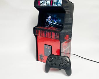 Nintendo Switch Stand: Resident Evil 4 Arcade Cabinet w/ Backlit Marquee & Storage for Original/OLED - A Must-Have for Gaming Enthusiasts