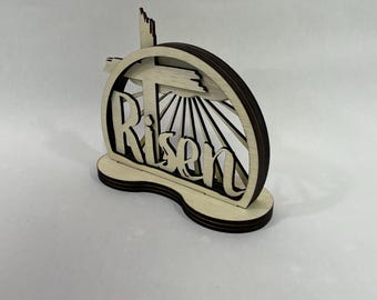 Laser Cut File Round Easter Jesus Risen Cross Scene 5 layer mandala wood art, SVG, Ai, DXF, Light Burn - file formats 3mm, 4mm, 5mm