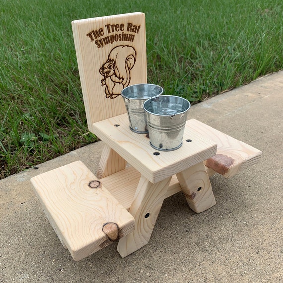 Handmade quirky bird//squirrel feeder picnic table//bench