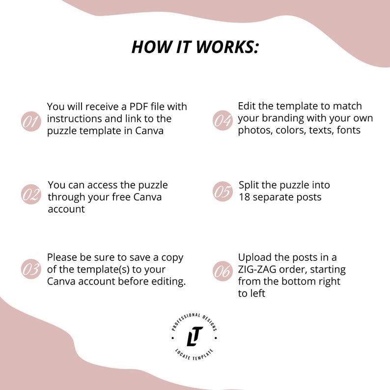 Canva Instagram Puzzle Template Make Up Blogger Instagram 18 Posts Instagram Template Canva Instagram Post Template Blush Template image 6