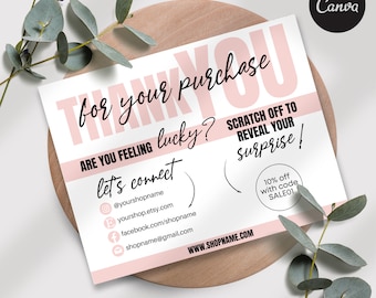 Scratch Off Thank You Card: Editable Packaging Insert (DIY Printable)