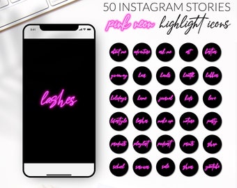 50 Pink Neon Instagram Story Highlight Icons, Text Highlight Covers, Story Icons, Handwritten Insta, Instagram Stories, Lifestyle Icons