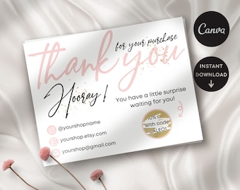 Printable Small Business Thank You Card Template with Scratch Off (Canva Template)