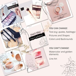 Canva Instagram Puzzle Template Make Up Blogger Instagram 18 Posts Instagram Template Canva Instagram Post Template Blush Template image 3