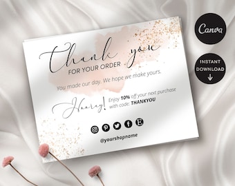 Thank You Card Template for Small Business Card for Thank You Insert Note for Small Business Card Canva Template for Thank You Note Card
