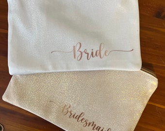 Bride and Bridesmaid Makeup Bag, Bridesmaid Gift, Gifts for Wedding Party