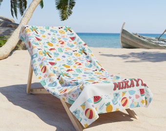 Aangepaste naam strandlaken, gepersonaliseerde strandlaken, aangepaste naam handdoek, Kid gepersonaliseerde handdoek