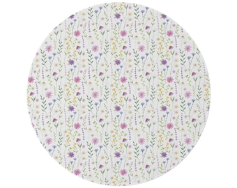 Floral Round Rug, Pink Flower Rug, Wildflower Rug, Girl Room Rug, Office Rug, Bedroom Rug