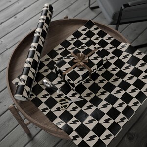Lightning Bolt Wrapping Papers, Custom Checkered Gift Wrap, Matte or Glossy Finish, High-Quality 90gsm Paper, 3 Sizes Available, Fine Art image 5