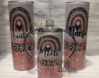 Mama, Auntie and Mini Leopard Rainbow Matching Tumblers