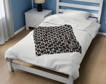 Personalisierte karierte und Blitz Bolt Plüschdecke, Namensdecke, benutzerdefinierte Namensdecke