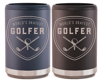 Personalized Golf Lover Gift - Golf Can Cooler with Name - Golf Gifts for Dad - Custom Laser Engraved Can Cooler