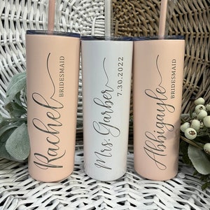 Personalized Wedding Tumbler, Laser Engraved Stainless Steel, Wedding Party, Bridesmaid, Bride Tribe, Bachelorette, Girls Trip Gifts