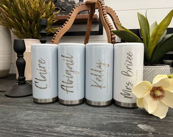 Skinny Can Cooler Wedding Gift, Slim Can Cooler Custom Engraved, Wedding Party Group Gift, Bachelorette Party, Wedding Favors