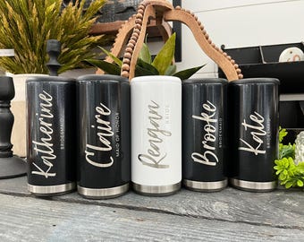 Laser Engraved Skinny Can Coolers, Bridesmaid Proposal Gifts, Wedding Favors, Seltzer Can Holder, Personalized Gifts