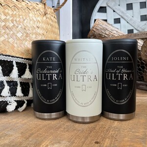 Bridal Party Favor - Wedding Day Gift - Custom Engraved Skinny Can Cooler - Bridesmaid Proposal - Mich Ultra Mock Can Cooler - image 2