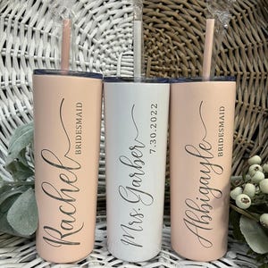 Personalized Wedding Tumbler, Laser Engraved Stainless Steel, Wedding Party, Bridesmaid, Bride Tribe, Bachelorette, Girls Trip Gifts