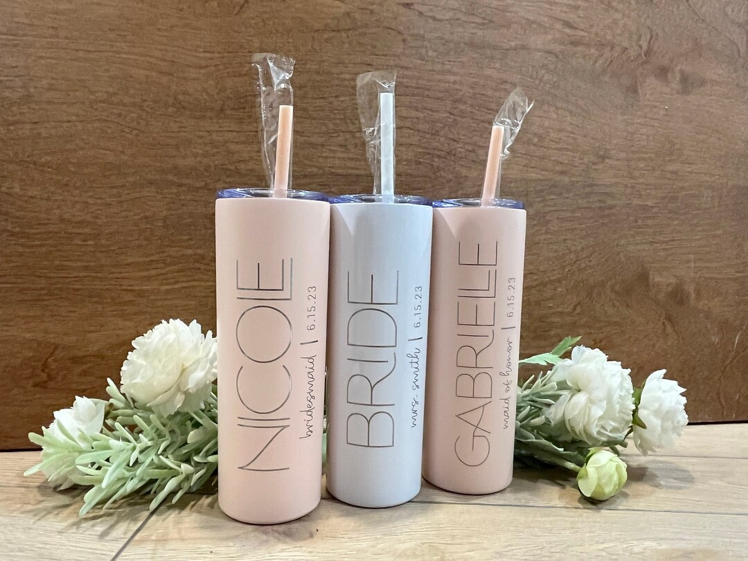 Personalized Skinny Tumbler With Straw, Laser Engraved Stainless Steel ...