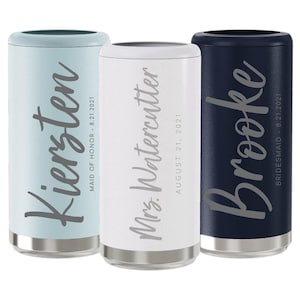 Skinny Can Cooler for Bridal Party - Maid of Honor Gift - Bridesmaid Proposal - Skinny Seltzer Holder- Custom Laser Engraved Wedding Gifts image 1