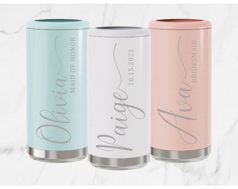 Bridal Party Skinny Can Cooler - Custom Seltzer Holder - Bridal Party Gift Set - Maid of Honor Gift - Personalized Bridesmaid Gift